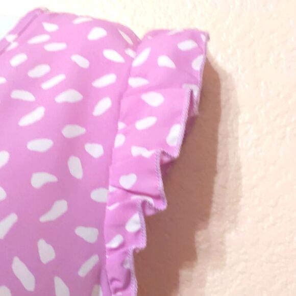 Lavender Flowy Dots Tiered Shift Dress Babydoll Size L - Picture 3 of 9